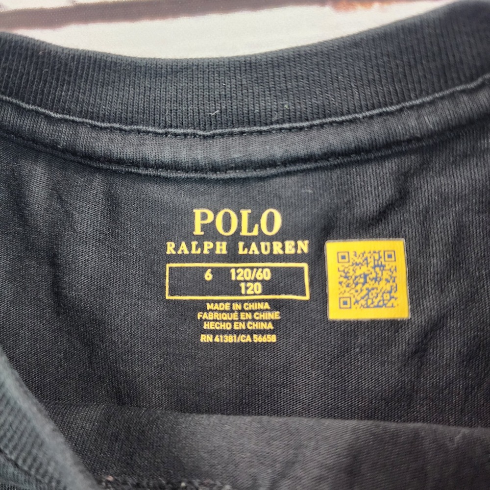 Polo Ralph Lauren Boys Black Big Pony Embroidered T-Shirt Size 6 - Picture 3 of 5